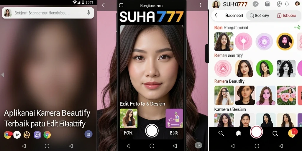 Tampilan antarmuka SUHU777 dengan efek Kamera Beautify yang menarik.